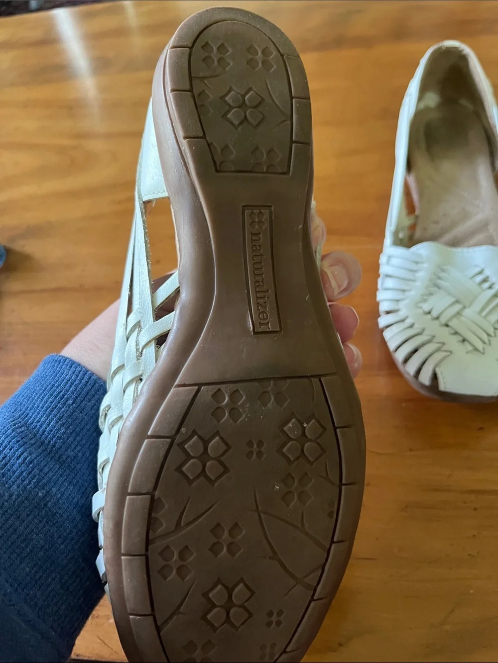 Naturalizer White Woven Leather Huarache Slip-On Ballet Flats
